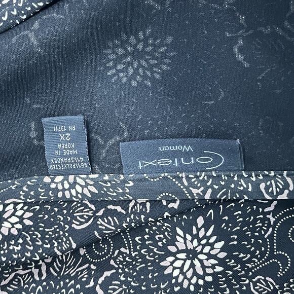 Context Woman Skirt Plus size 2X Black Brown Floral Slinky Knee A Line Modest - Picture 8 of 8